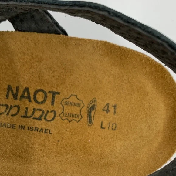 NAOT Kayla comfort wedge sandal shoe black matte strappy leather women new 41 10 - Picture 7 of 7